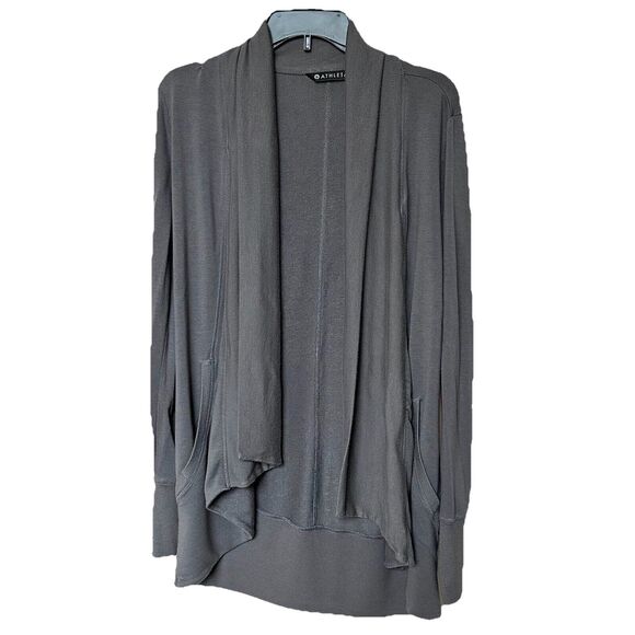 Athleta Pranayama Cardigan XS Grey Long Sleeve Open Front Thumbholes - Picture 1 of 8